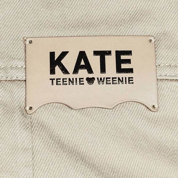 KATE Teenie Weenie Overall Dress Juniors Small Tan Palm Tree Pineapple Embroider - Picture 4 of 11